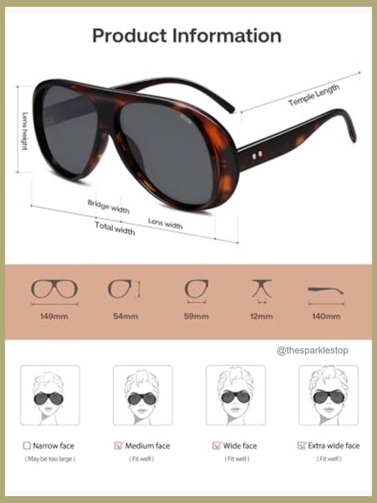 Polarized Oversized Aviator Sunglasses with UV400 Protection